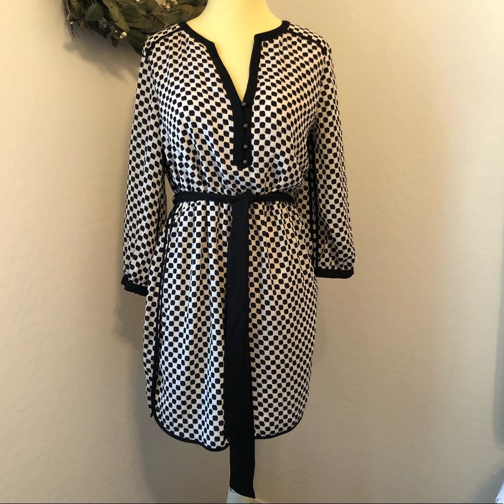 Banana Republic Tie Dress 12P Black/White